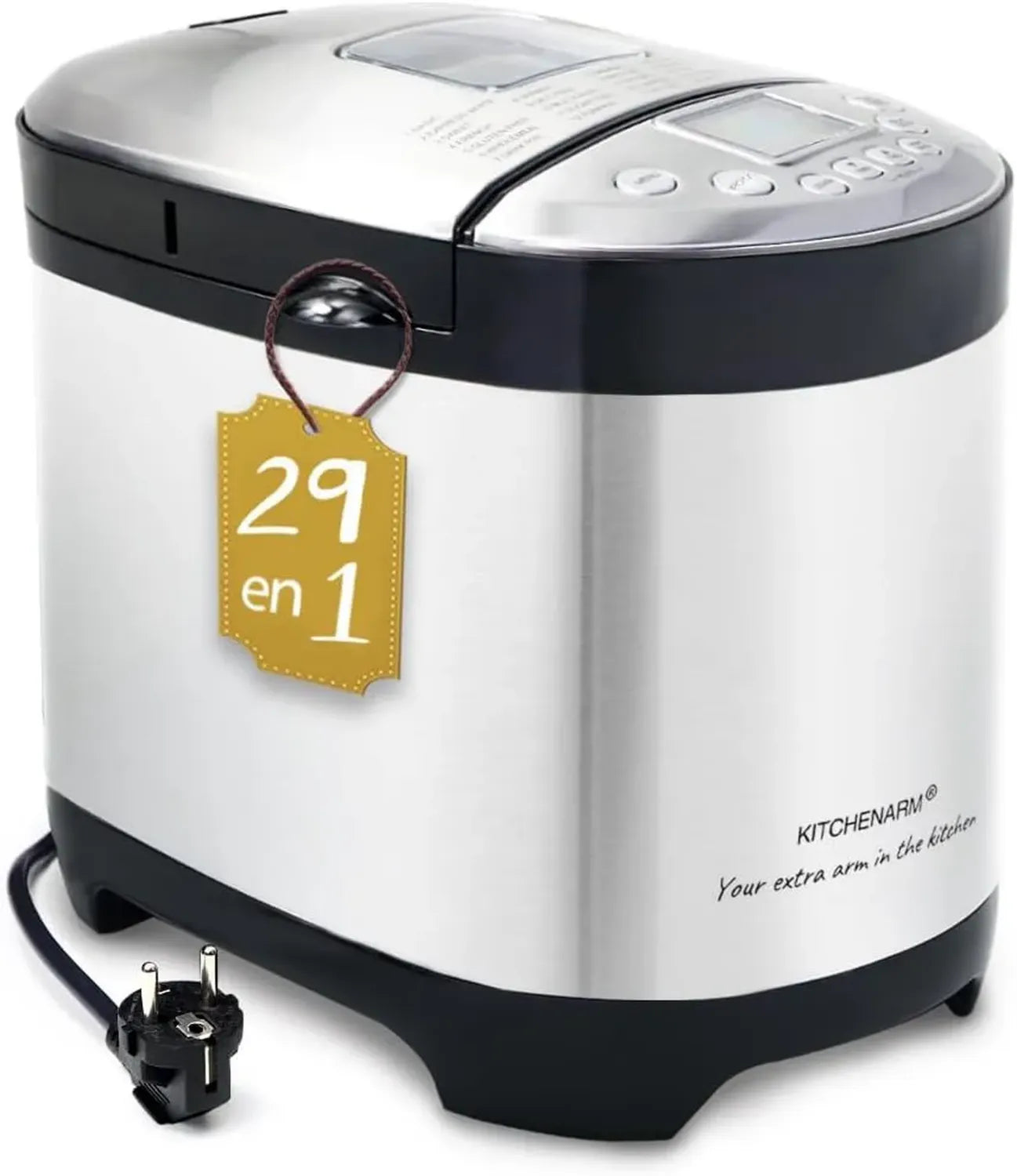 Machine à Pain Intelligente KITCHENARM 29-en-1 en Acier Inoxydable - Interface Française Complète, Options Sans Gluten et Pain Complet