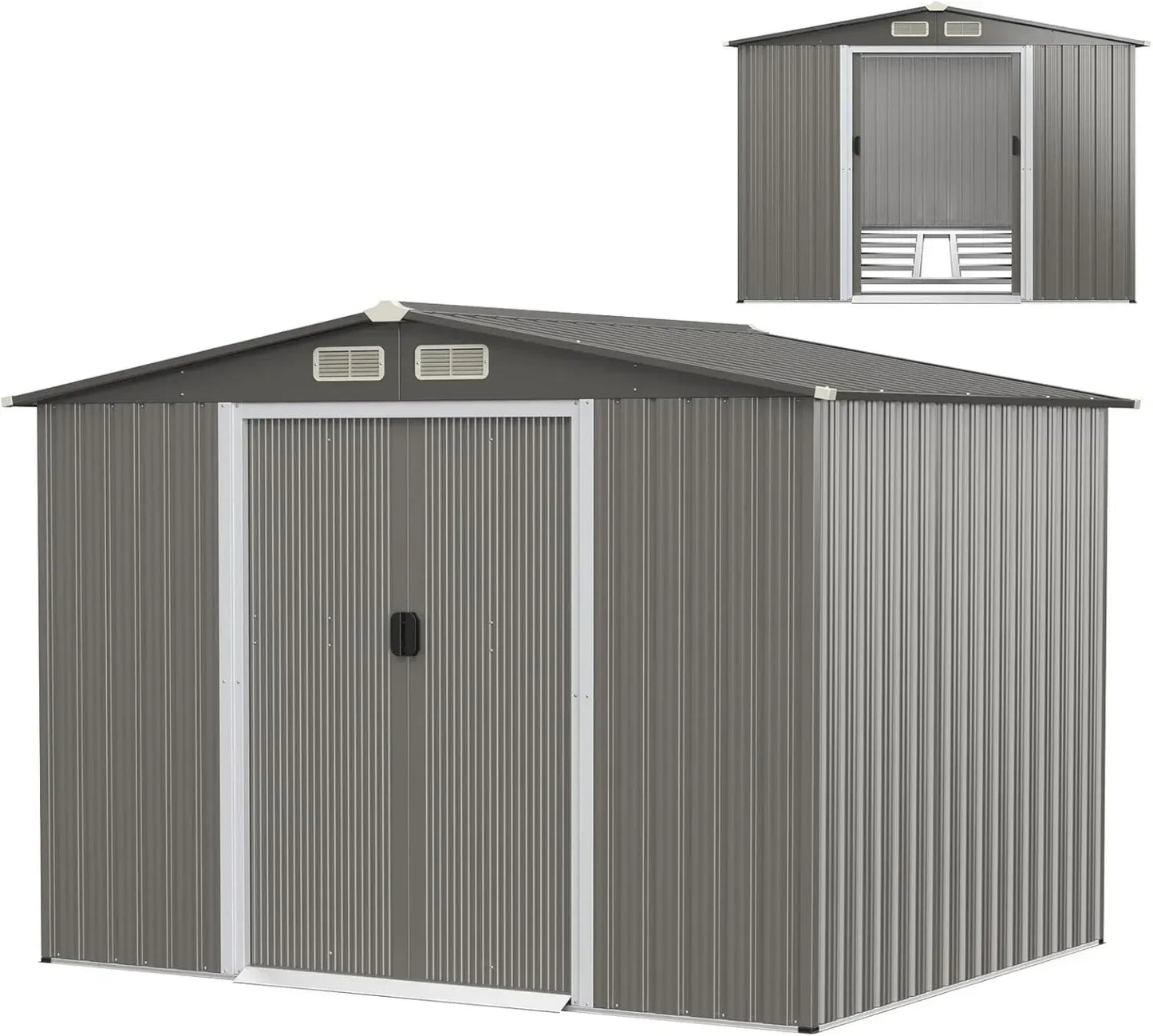 Abri de Jardin en Acier Galvanisé Anti-UV 4.7㎡ avec Porte Coulissante et Ventilation