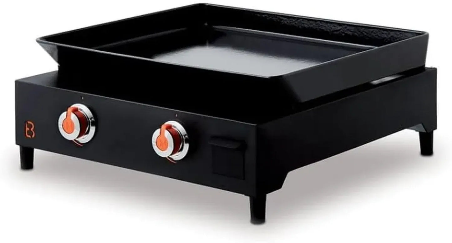 FAVEX - Plancha à Gaz 2 Brûleurs en Acier - Fabrication Française - Plaque en Fonte Émaillée - 60 x 52 cm - Tiroir à Graisse - 4,6 kW