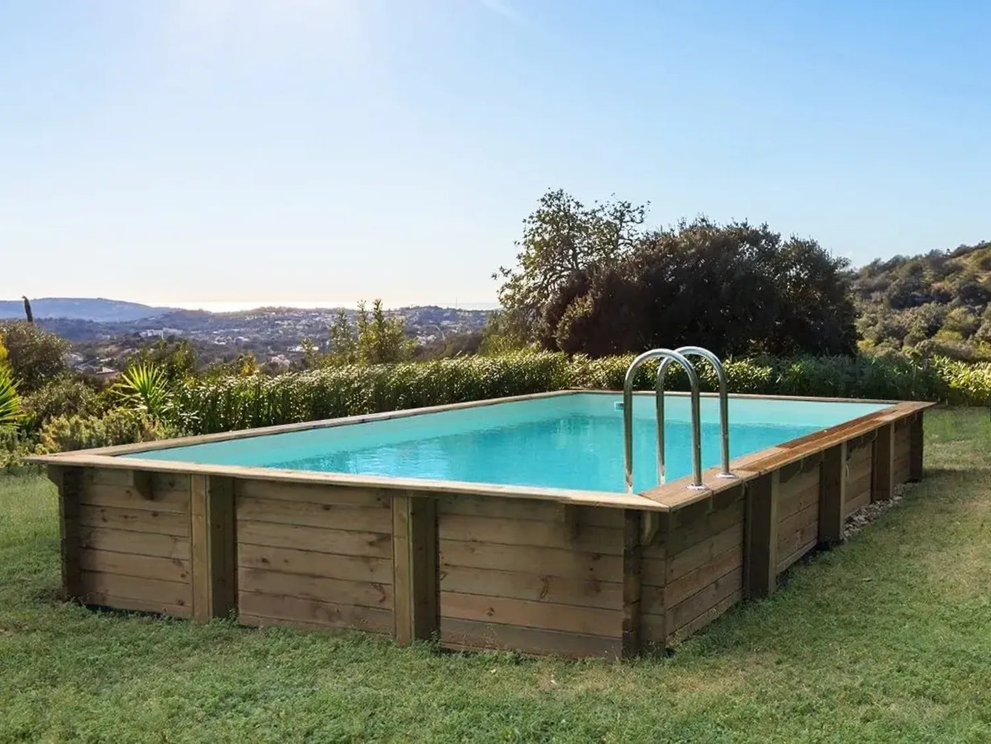 Kit de Piscine en Bois Rectangulaire Sunrise 8,20 x 5,20 x 1,44 m