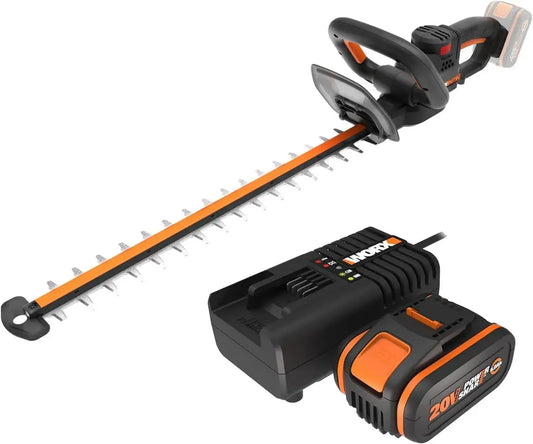 Taille-haies sans fil WORX 20V avec batterie 4Ah et chargeur, lame 56 cm, moteur brushless