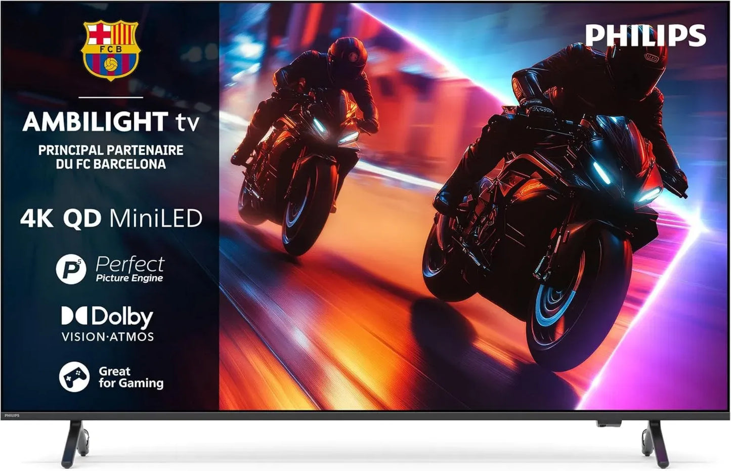 Téléviseur 4K Mini LED 55' Philips Ambilight avec Son Dolby Atmos et Vision UHD