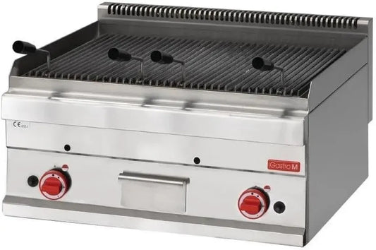 Barbecue à Gaz en Pierre de Lave - Plaque Fonte - Design Moderne - Argent