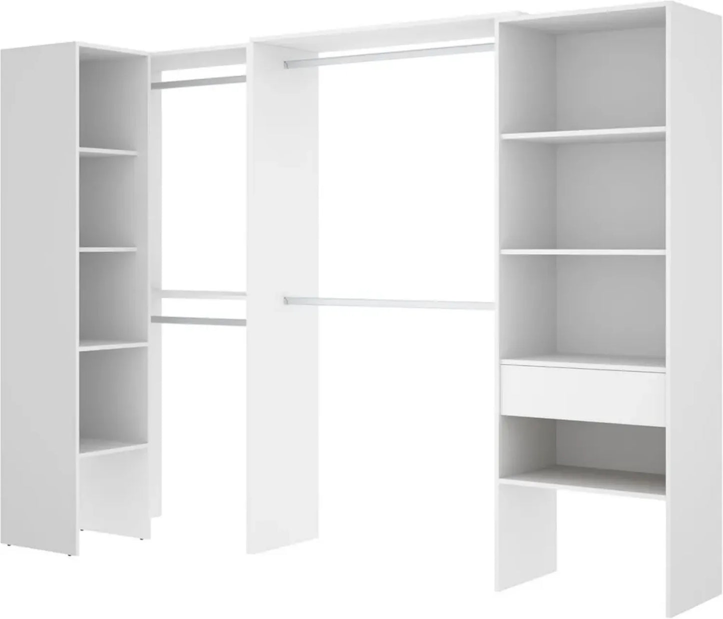 Armoire de Dressing Blanc en Mélamine 187 x 248-198 x 79,4 cm - Rimobel