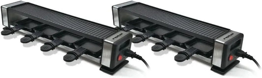 Rotel - Ensemble de 2 appareils à raclette connectables pour 8 personnes, Acier inoxydable et fonte d'aluminium