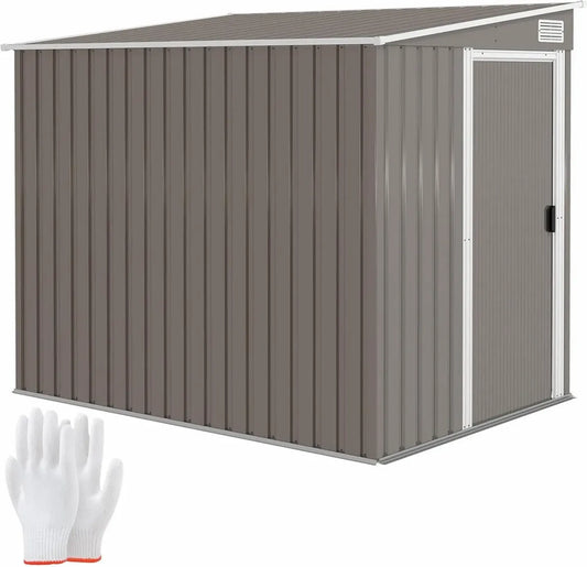 Abri de Jardin Métallique Outsunny 2,81 m² avec Porte Coulissante et Toit Incliné, Résistant aux Intempéries