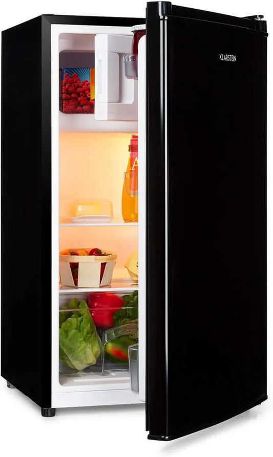 KLARSTEIN Cool Cousin - Réfrigérateur-congélateur combiné 80 L, 69 L réfrigérateur, 11 L congélateur, 3 étoiles, 2 étagères en verre, 3 compartiments de porte, bac à légumes
