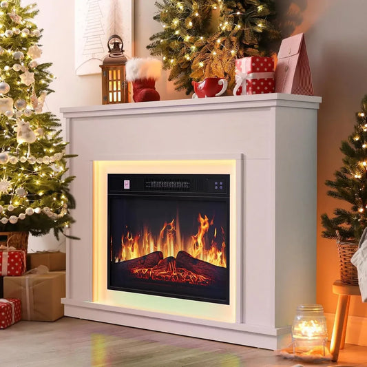 YITAHOME Cheminée Électrique avec Flamme 3D, Cheminée Décorative avec LED Multicolore et Télécommande, 100x26x80,5 CM
