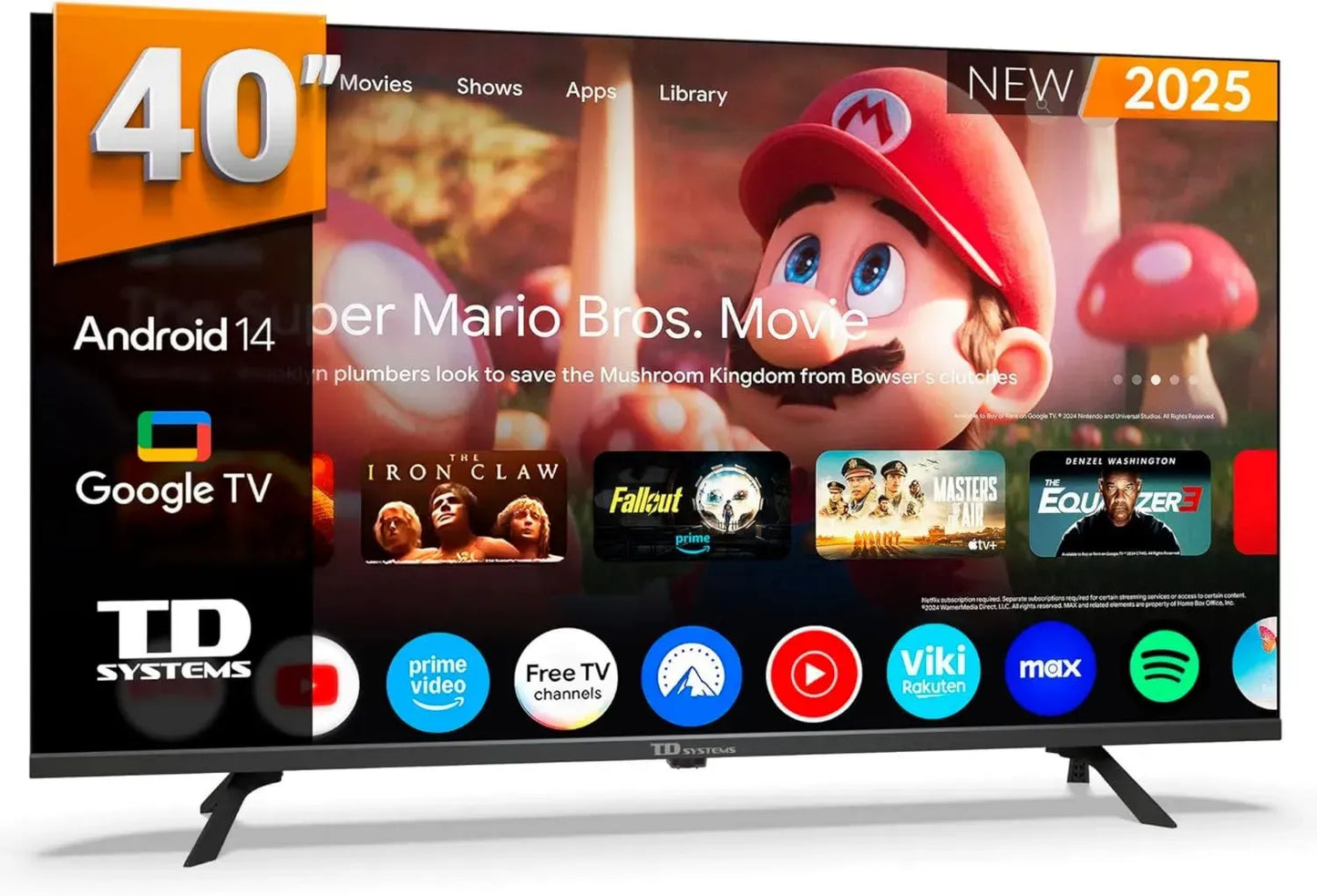Téléviseur Intelligent 40' Full HD TD Systems, Android TV 14, TNT HD, Modèle 2025, Garantie 2 Ans